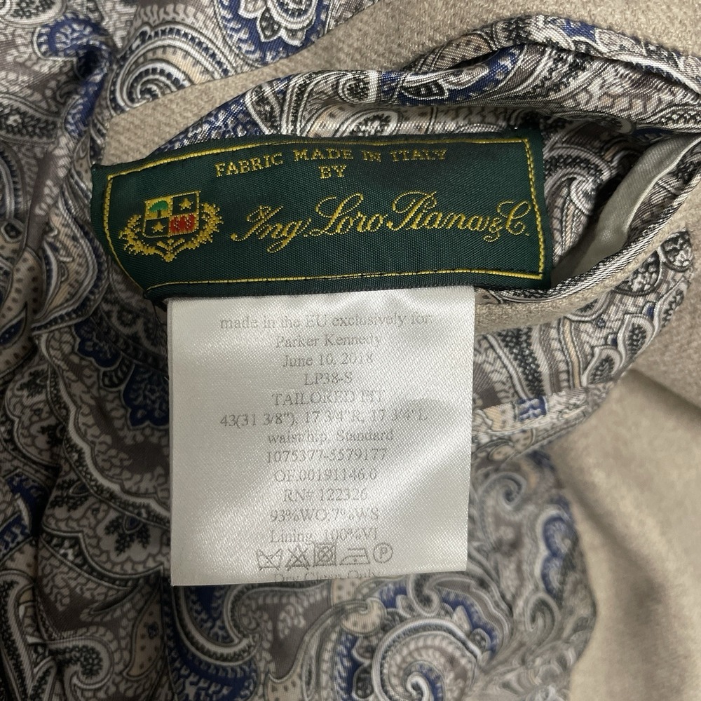 Loro Piana Blazer Jacket Men 43R Beige J. Hilburn Sport Coat Paisley Lined - Picture 6 of 12